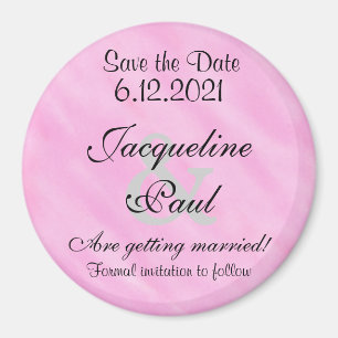 Save the Date Blush Pink Personalised Round Magnet