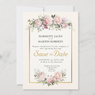 Save the Date Blush Pink Wedding Annoucement Invit Invitation