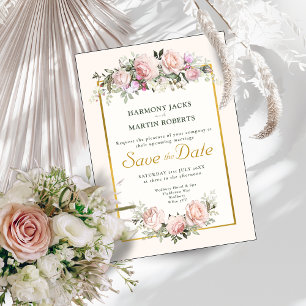 Save the Date Blush Pink Wedding Annoucement Invitation