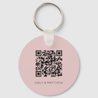 Save The Date Blush QR Code Wedding  Keychain