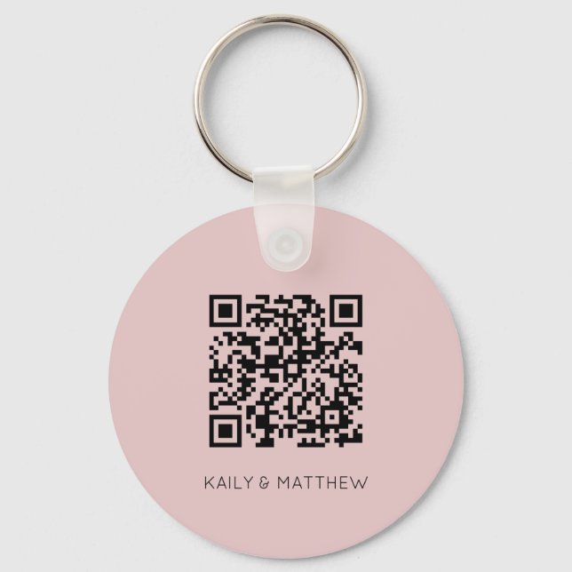 Save The Date Blush QR Code Wedding  Keychain (Front)