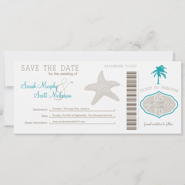 Save the Date Boarding Pass (Front)