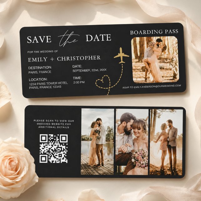 Save the Date Boarding Pass Plane QR Code  (Creator Uploaded)