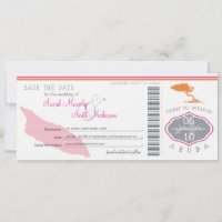 Save the Date Boarding Pass to Aruba