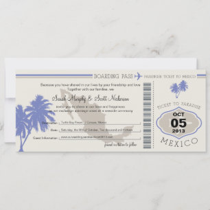 Save the Date Boarding Pass to Mexico
