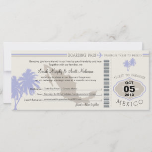Save the Date Boarding Pass to Mexico