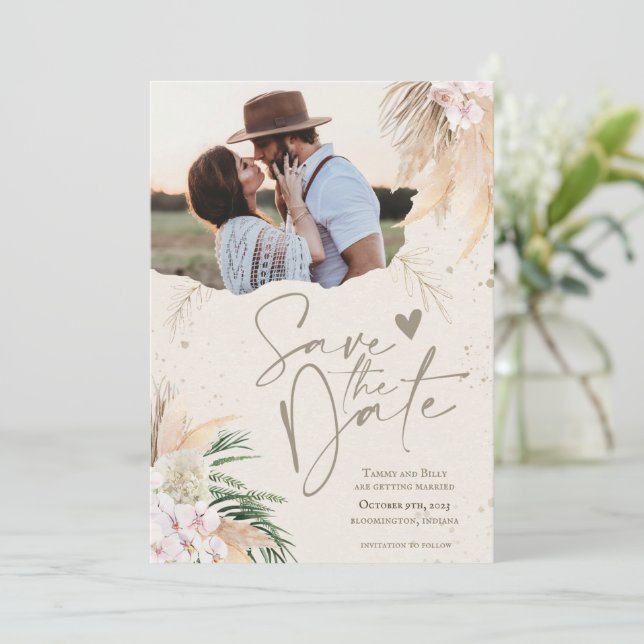 Save the Date Boho Bohemian Card (Standing Front)