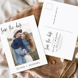 Save the Date Boho Minimalist Photo Modern Postcard