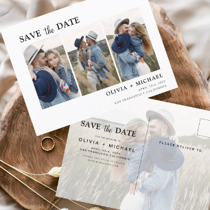 Save the Date Boho Minimalist Photo Modern Postcard