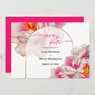 Save the Date   Bold Beautiful Scarlet Peony  Invi Invitation