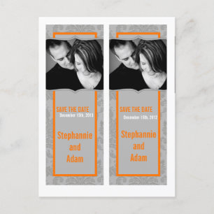 Save the Date Book Mark Favours Modern Grey Damask Announcement Postcard
