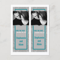 Save the Date Book Mark Favours Modern Grey Damask
