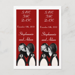 Save the Date Book Mark Favours Penguin Love Coupl Announcement Postcard