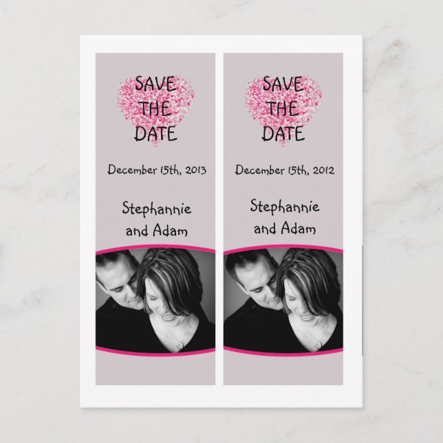 Save the Date Book Mark Favours Pink Floral Petals Announcement Postcard (Front)