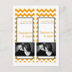Save the Date Book Mark Favours Yellow Grey Chevro Announcement Postcard