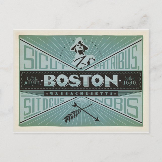 Save the Date | Boston, MA - Settled 1630 Announcement Postcard (Front)