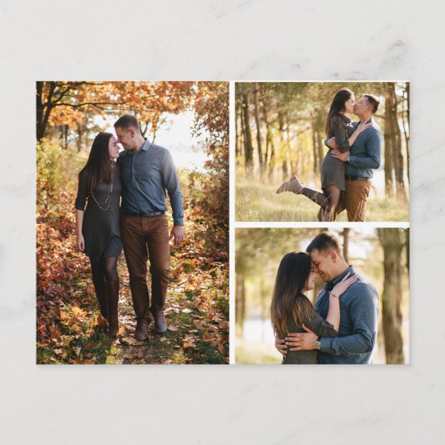 Save The Date Botanical Daisy Floral Photo Collage Announcement Postcard (Front)