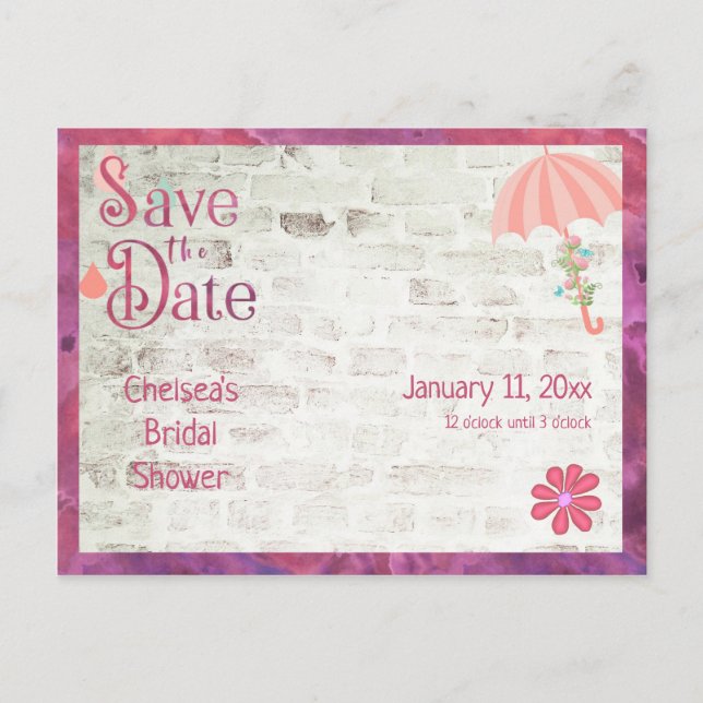 Save the Date Bridal Shower Announcement Postcard (Front)