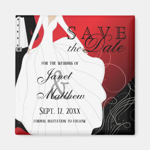 Save the Date - Bride and Groom - Red Magnet