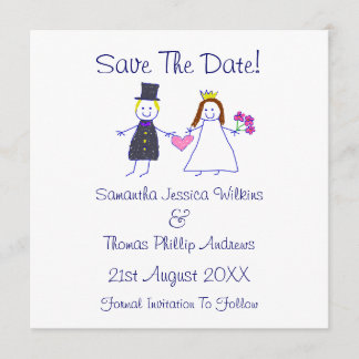 Save The Date! Bride & Groom Holding Heart Save The Date