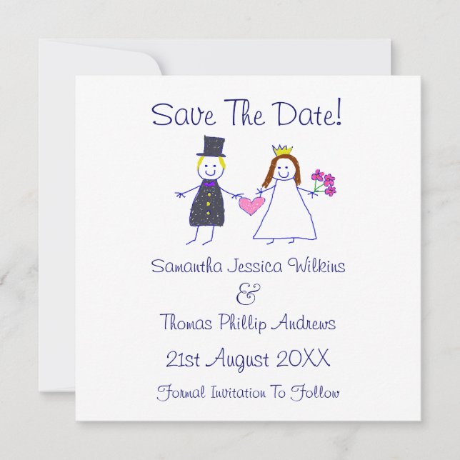 Save The Date! Bride & Groom Holding Heart Save The Date (Front)
