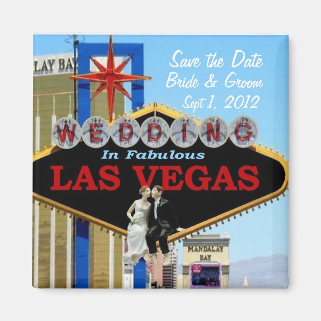 Save the Date Bride & Groom Wedding In Las Vegas M Magnet (Front)