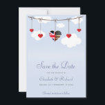Save the Date British American Wedding<br><div class="desc">For the British American couple this save the date, will have your guests, thrilled at the thought of attending your nuptials. With hearts suspended on a line, the centre heart has a combination of the American flag and the British flag in the shape of a heart. The text below is...</div>