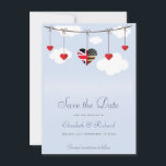 Save the Date British American Wedding<br><div class="desc">For the British American couple this save the date, will have your guests, thrilled at the thought of attending your nuptials. With hearts suspended on a line, the centre heart has a combination of the American flag and the British flag in the shape of a heart. The text below is...</div>
