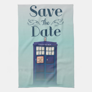 Save the Date British Police Box Tea Towel