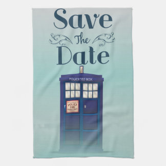 Save the Date British Police Box Tea Towel