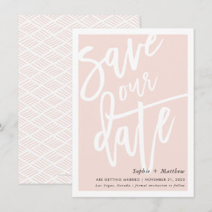 SAVE THE DATE brush lettered script blush pink Invitation