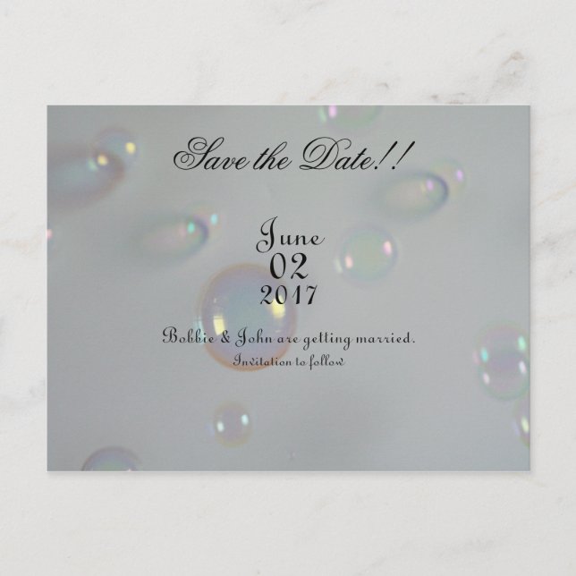 Save the date Bubble Edition Announcement Postcard (Front)