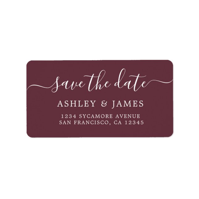 Save the Date Burgundy Address Labels (Front)