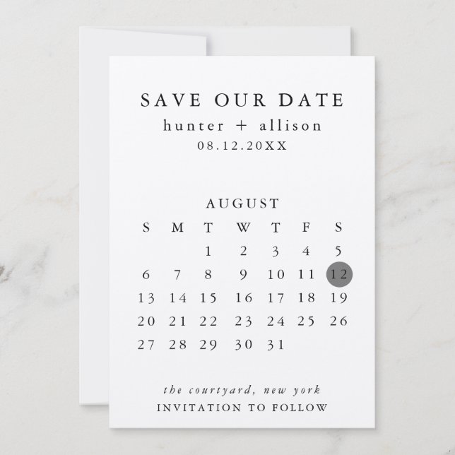 Save The Date Calendar (Front)