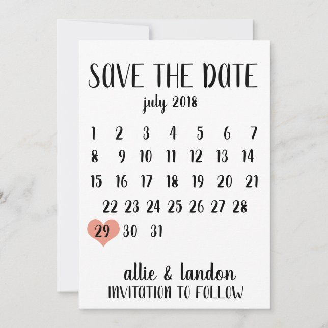 Save The Date Calendar (Front)