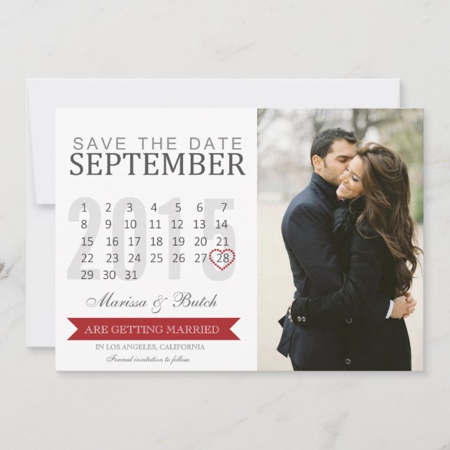 Save the Date Calendar Announcements | Wedding (Front)