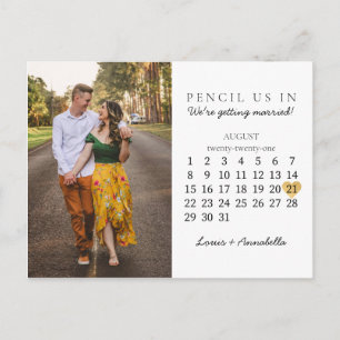 Save the Date Calendar Gold Heart August 2021 Postcard