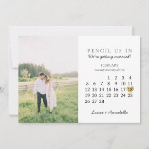 Save the Date Calendar Gold Heart February 2023 Invitation