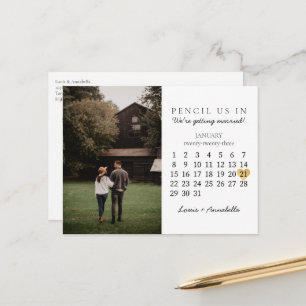 Save the Date Calendar Gold Heart Jan 2023 Month Postcard