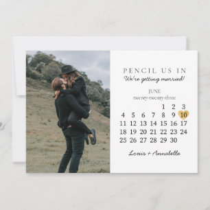 Save the Date Calendar Gold Heart June 2023 Month Invitation