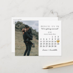 Save the Date Calendar Gold Heart June 2023 Month Postcard