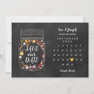 Save the Date Calendar Heart Mason Jar Chalkboard