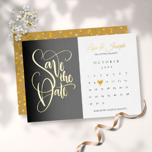 Save the Date Calendar Love Heart Gold