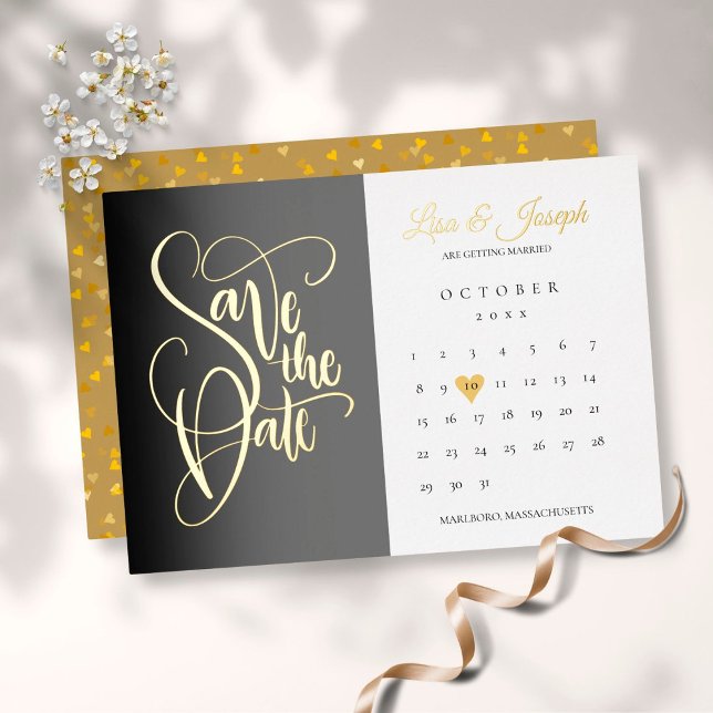 Save the Date Calendar Love Heart Gold (Creator Uploaded)