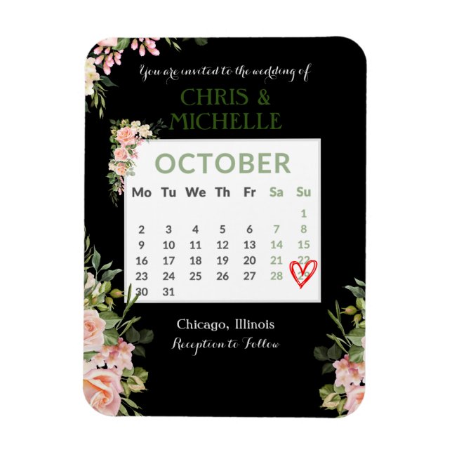Save the Date Calendar Magnet Custom-October (Vertical)