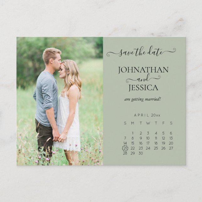 Save the Date Calendar  Postcard (Front)