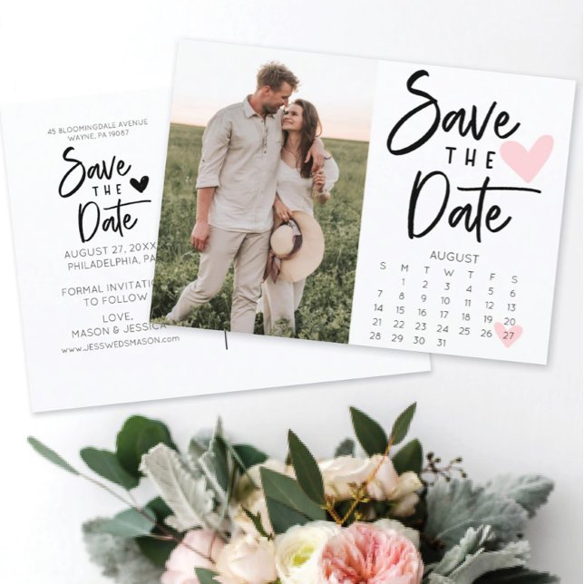 Save The Date Calendar Postcard Rustic Modern (Creator Uploaded)