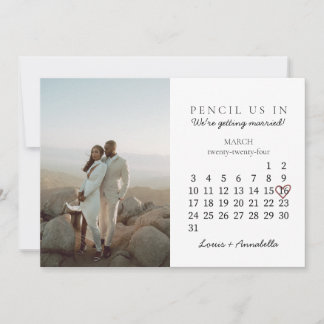 Save the Date Calendar Rose Heart December 2023 Invitation