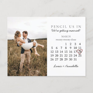 Save the Date Calendar Rose Heart March 2023 Month Postcard