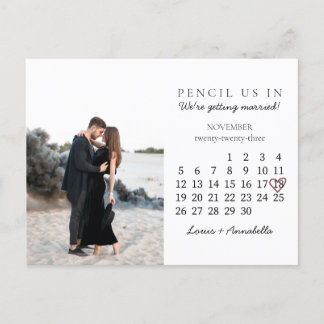 Save the Date Calendar Rose Heart November 2023 Postcard